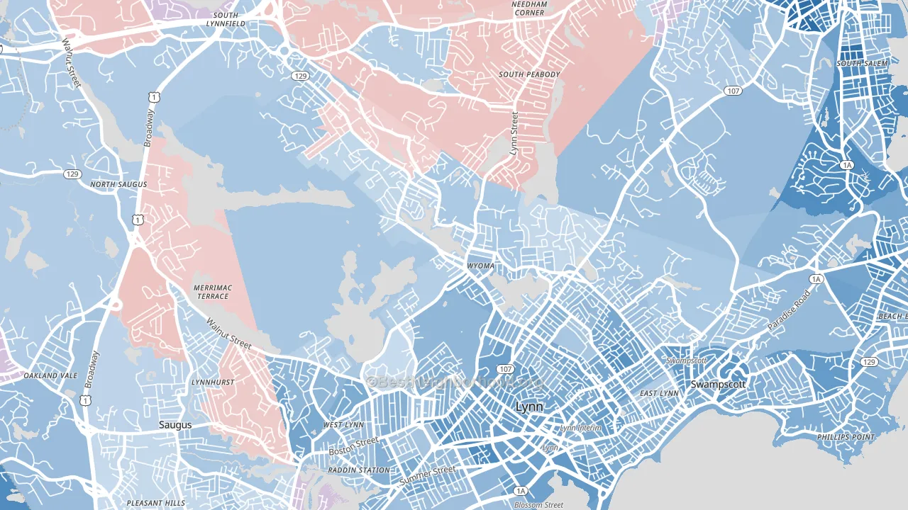 01904, MA block-group political-lean map