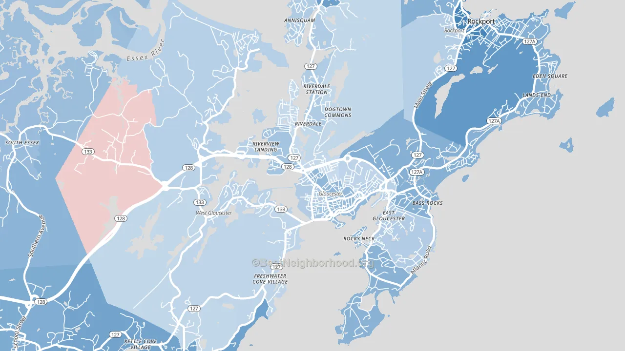 01930, MA block-group political-lean map