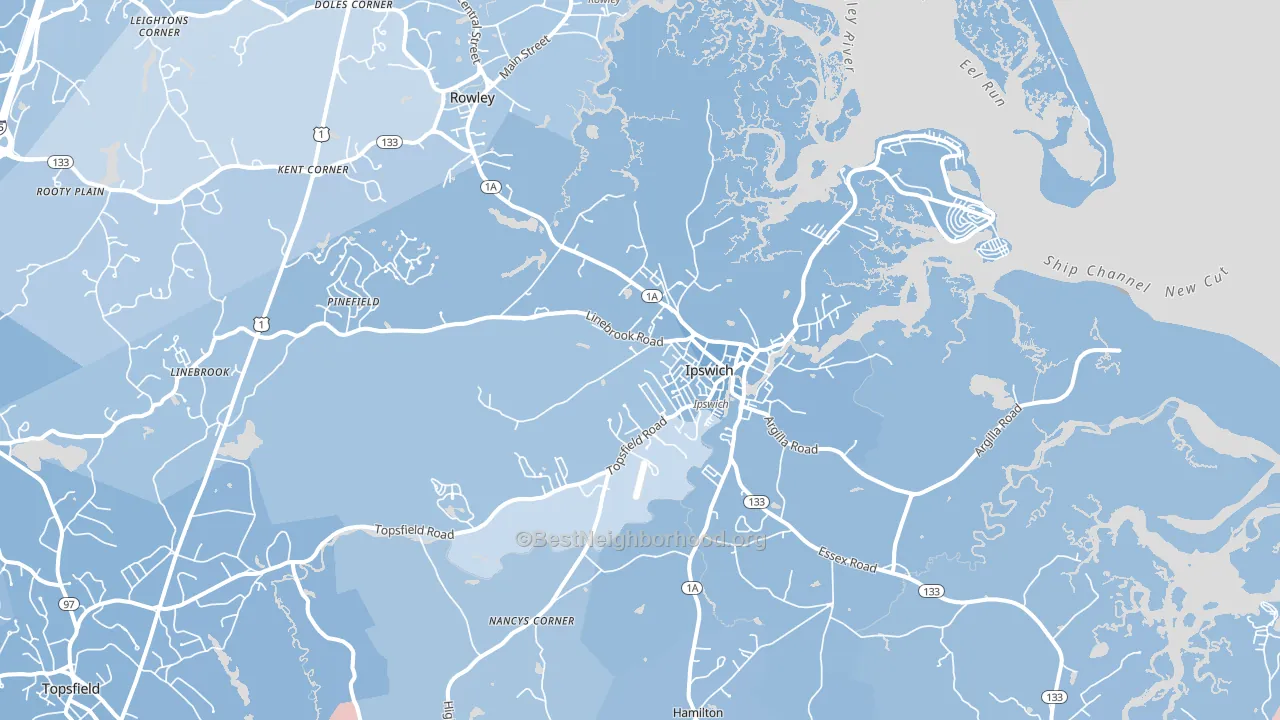 01938, MA block-group political-lean map