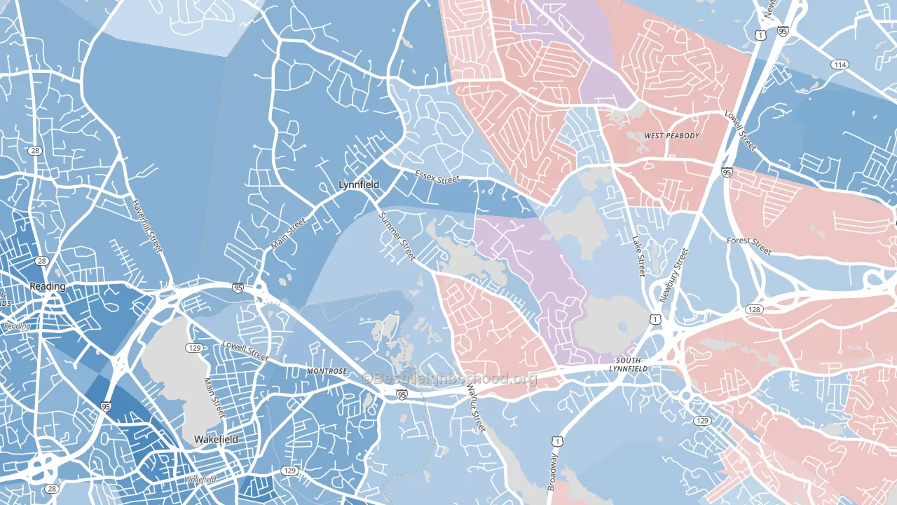 01940, MA block-group political-lean map