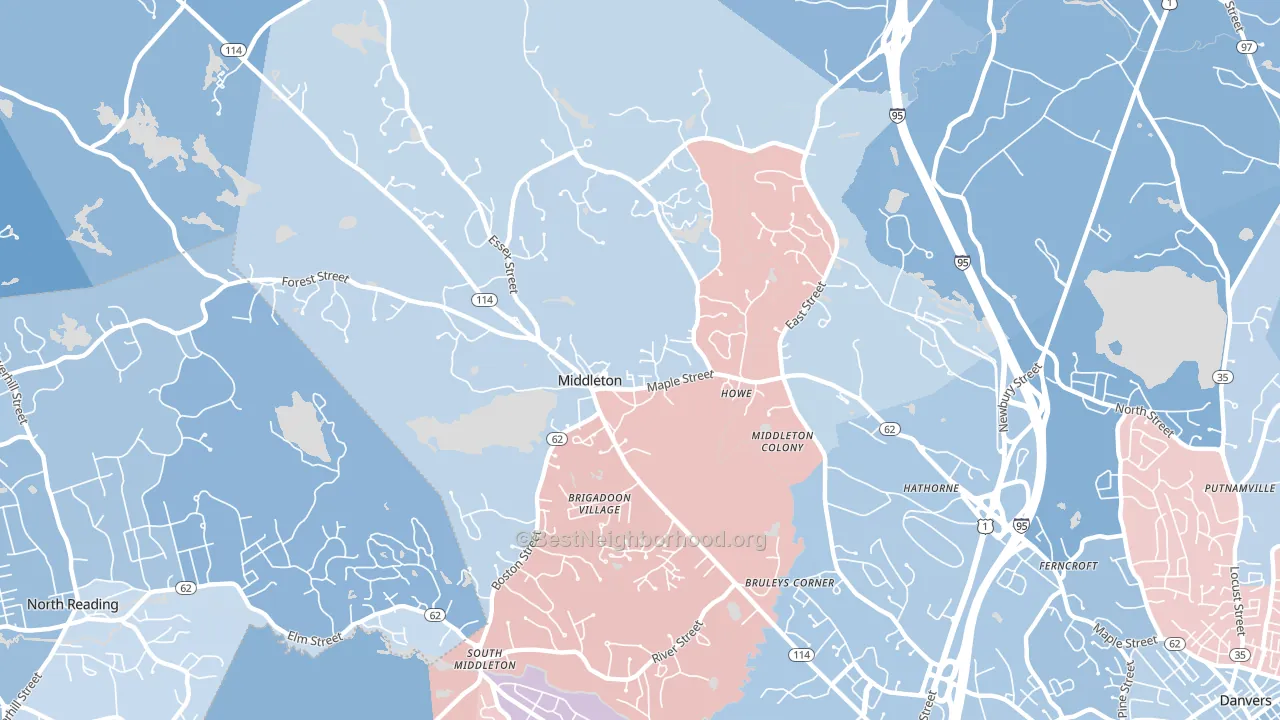 01949, MA block-group political-lean map