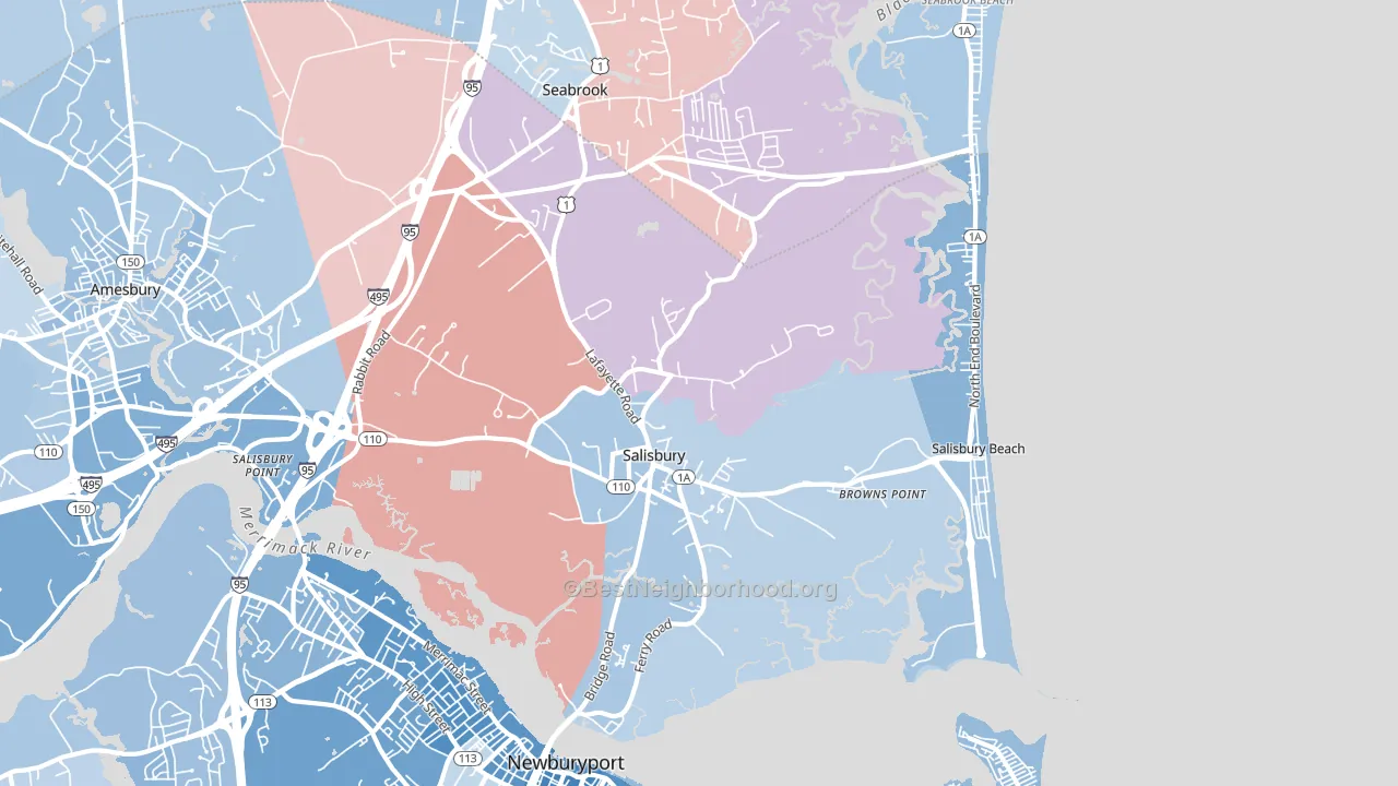 01952, MA block-group political-lean map