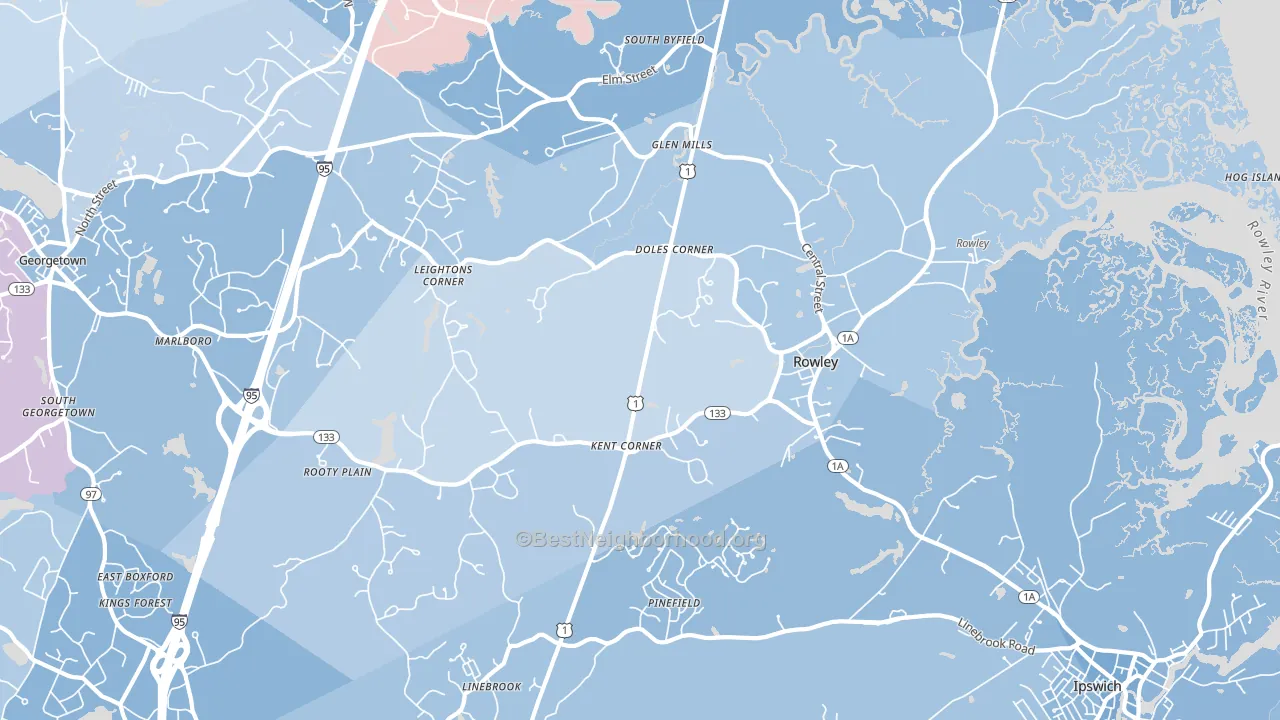 01969, MA block-group political-lean map