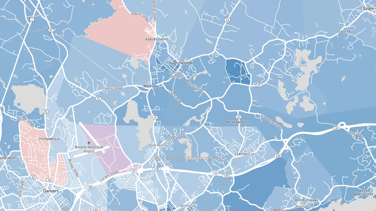 01984, MA block-group political-lean map