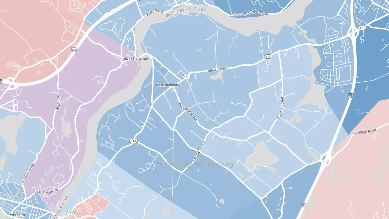 01985, MA block-group political-lean map