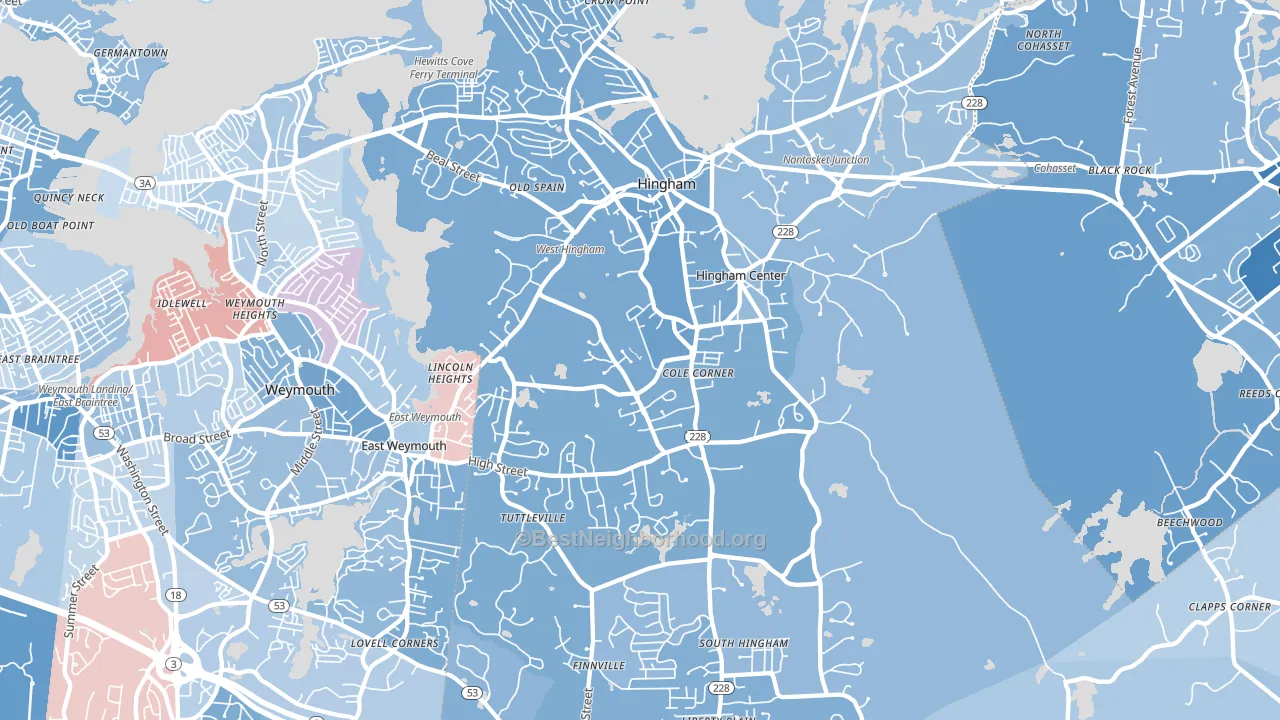 02043, MA block-group political-lean map