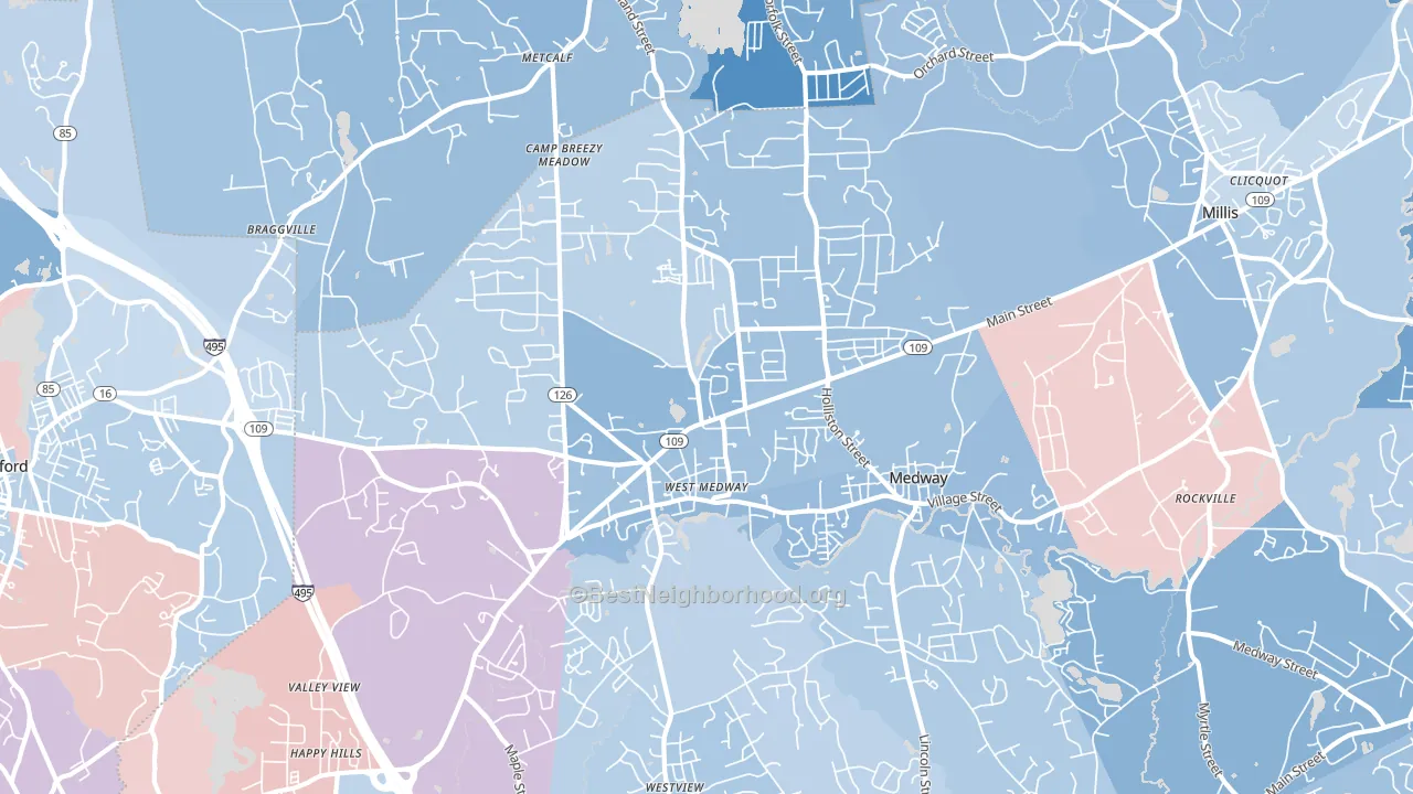 02053, MA block-group political-lean map