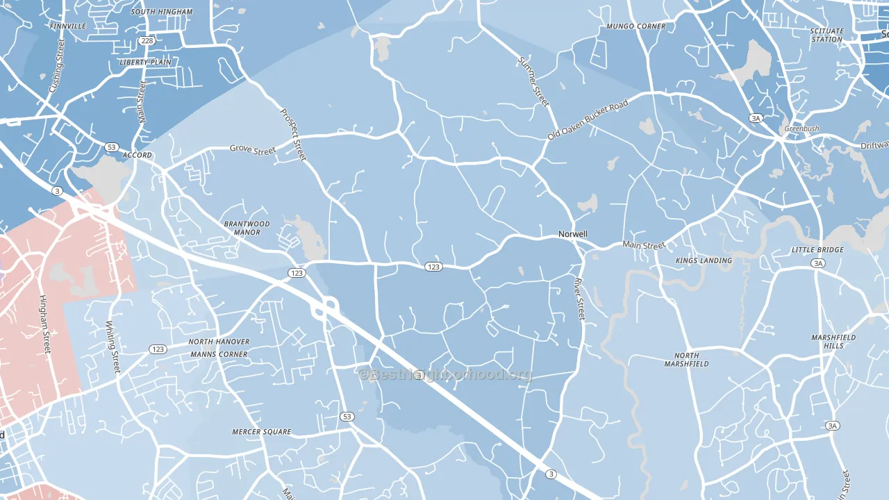 02061, MA block-group political-lean map