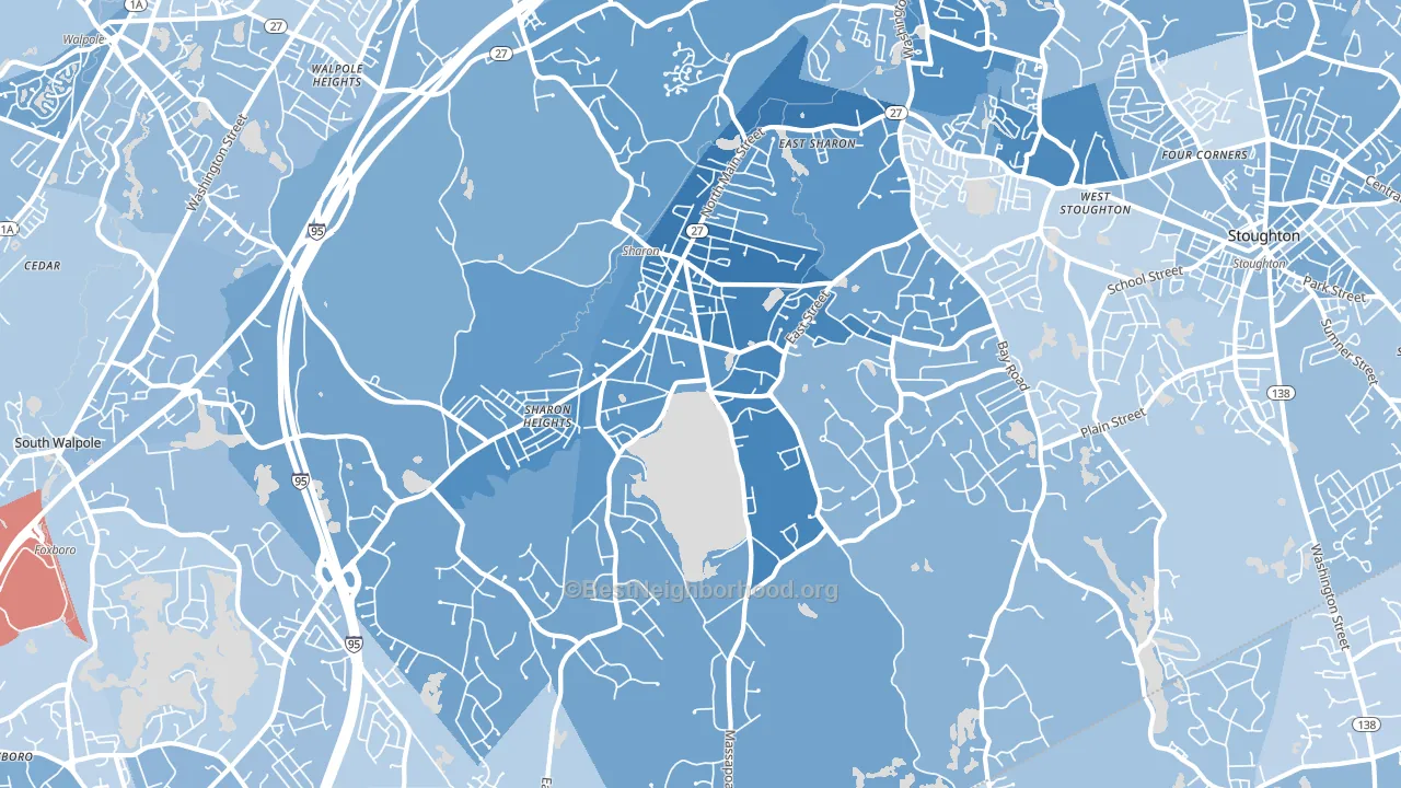 02067, MA block-group political-lean map