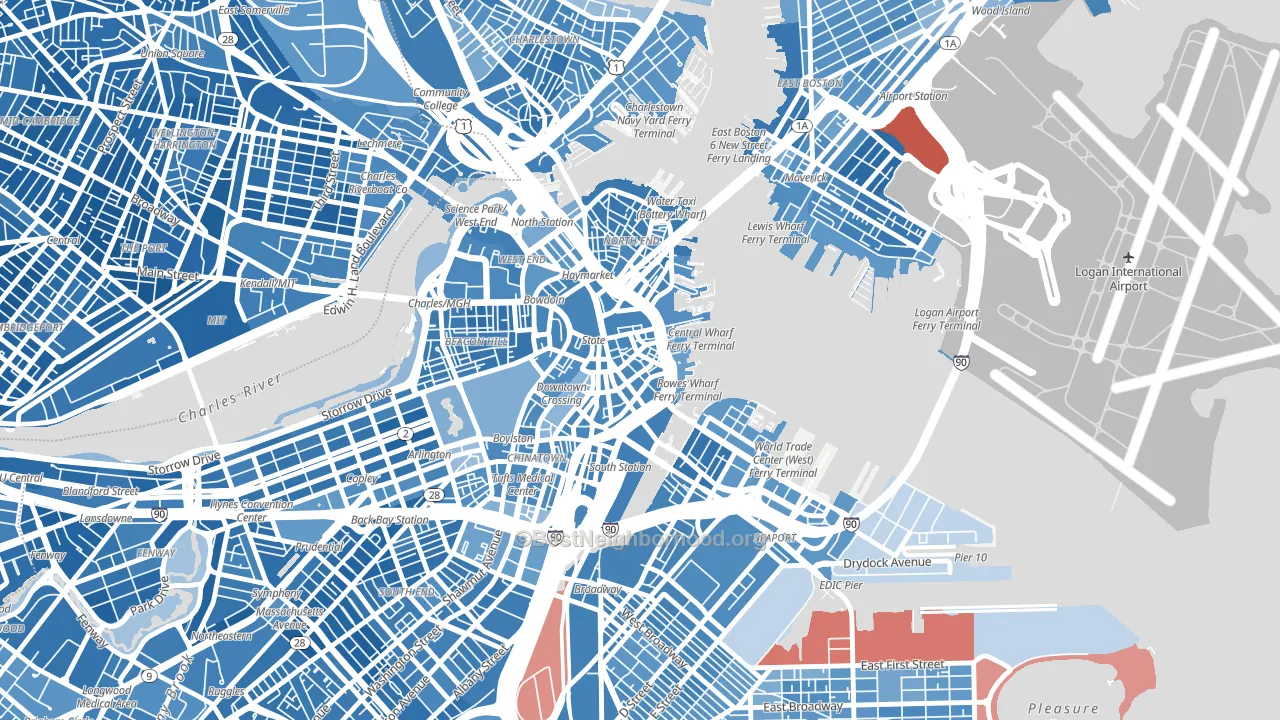 02110, MA block-group political-lean map