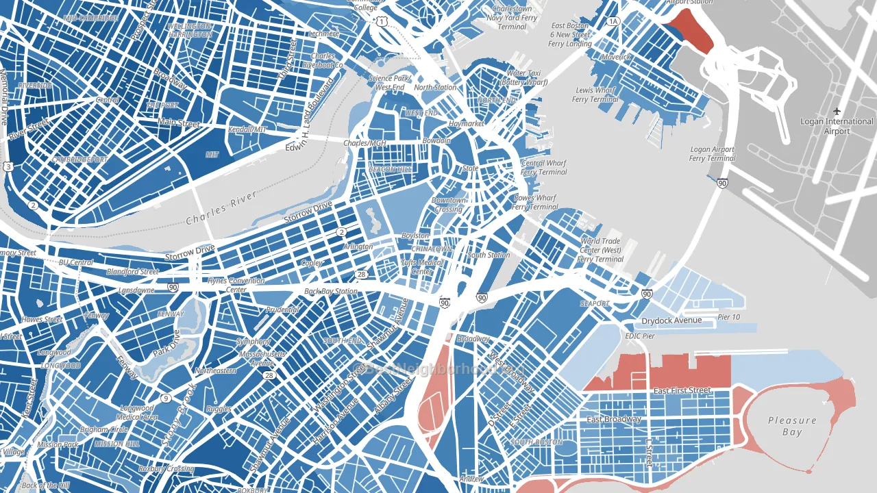 02111, MA block-group political-lean map