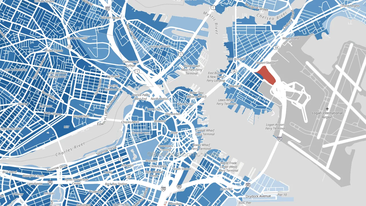 02113, MA block-group political-lean map