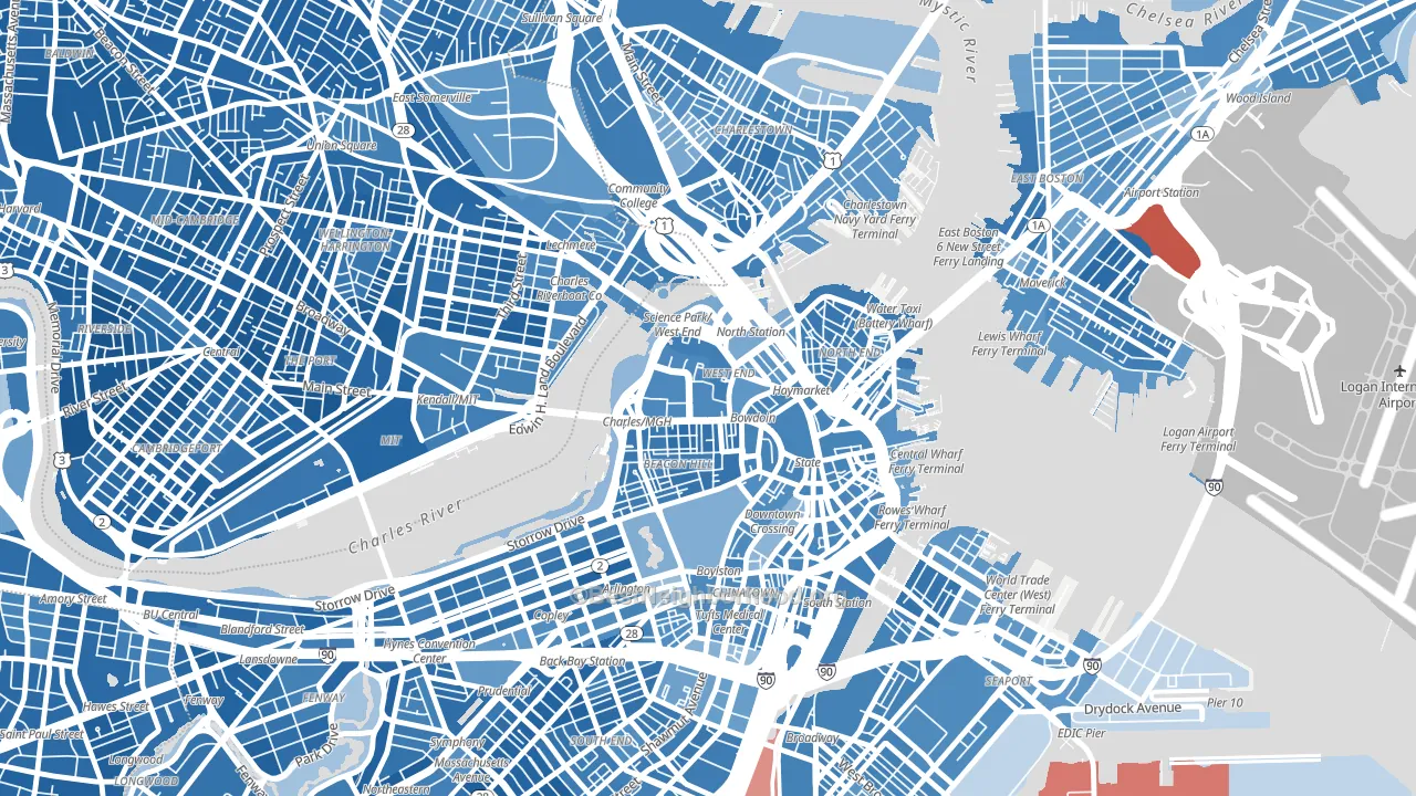 02114, MA block-group political-lean map