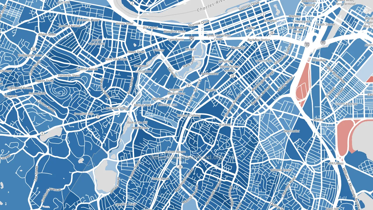 02120, MA block-group political-lean map