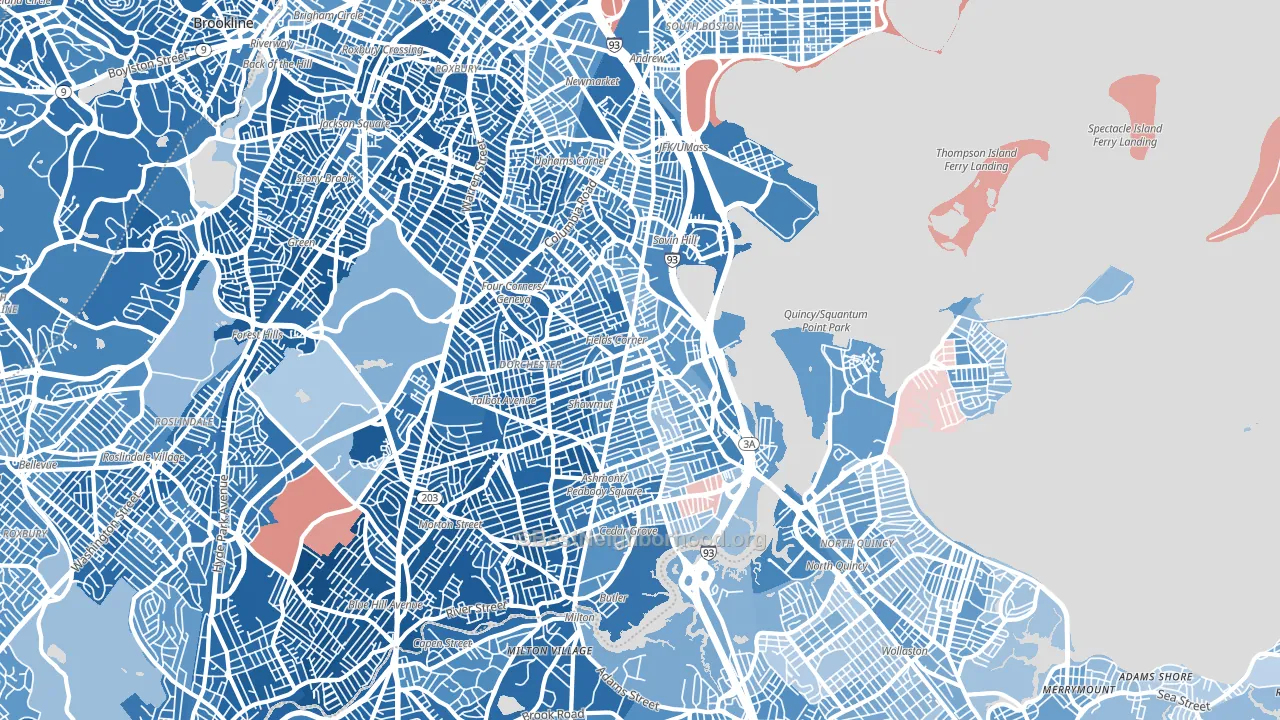 02122, MA block-group political-lean map