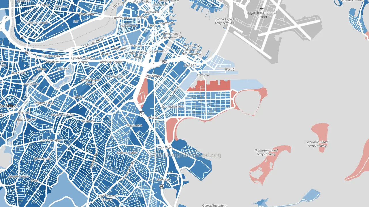 02127, MA block-group political-lean map