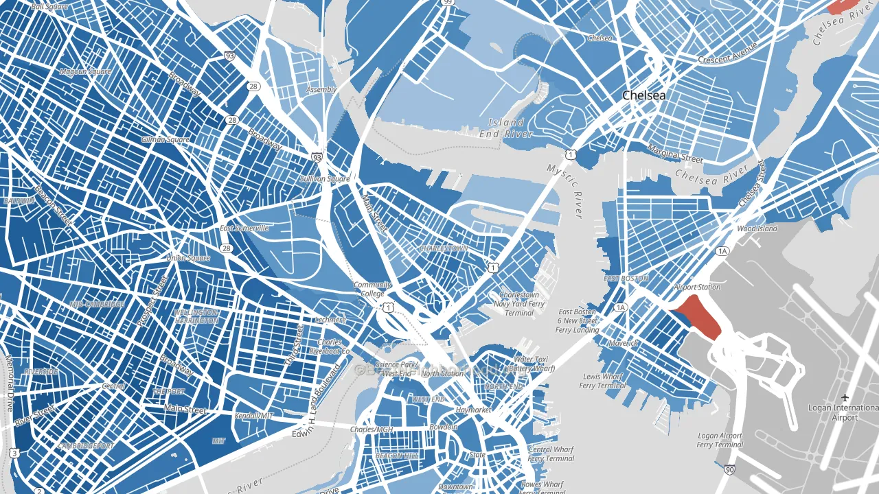 02129, MA block-group political-lean map