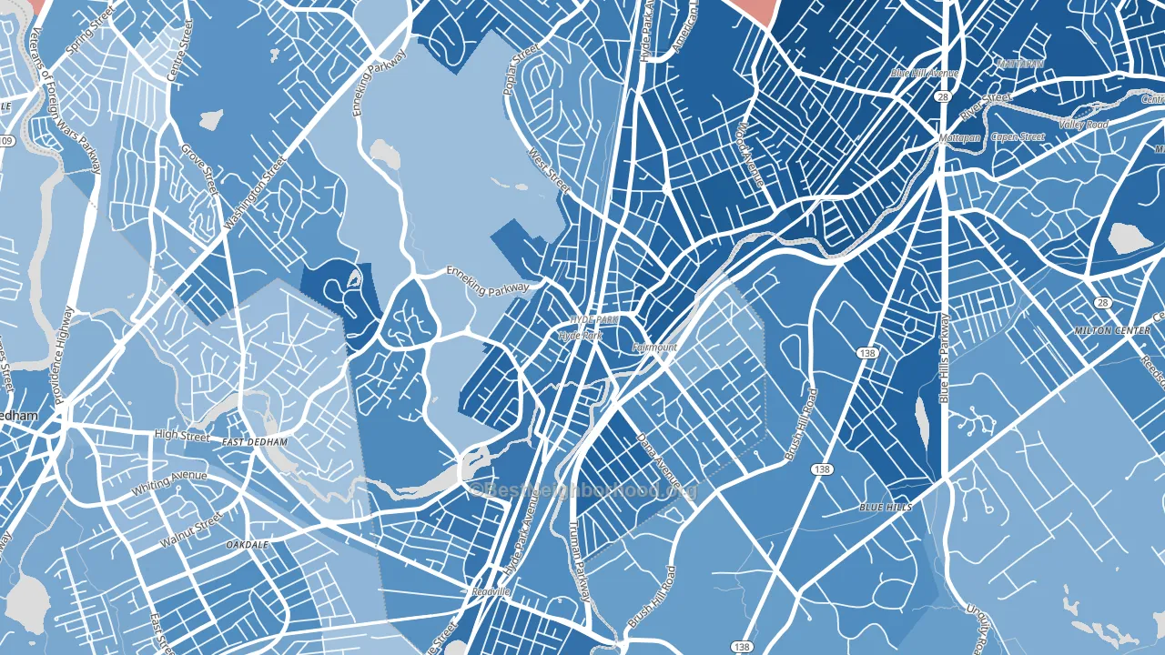 02136, MA block-group political-lean map