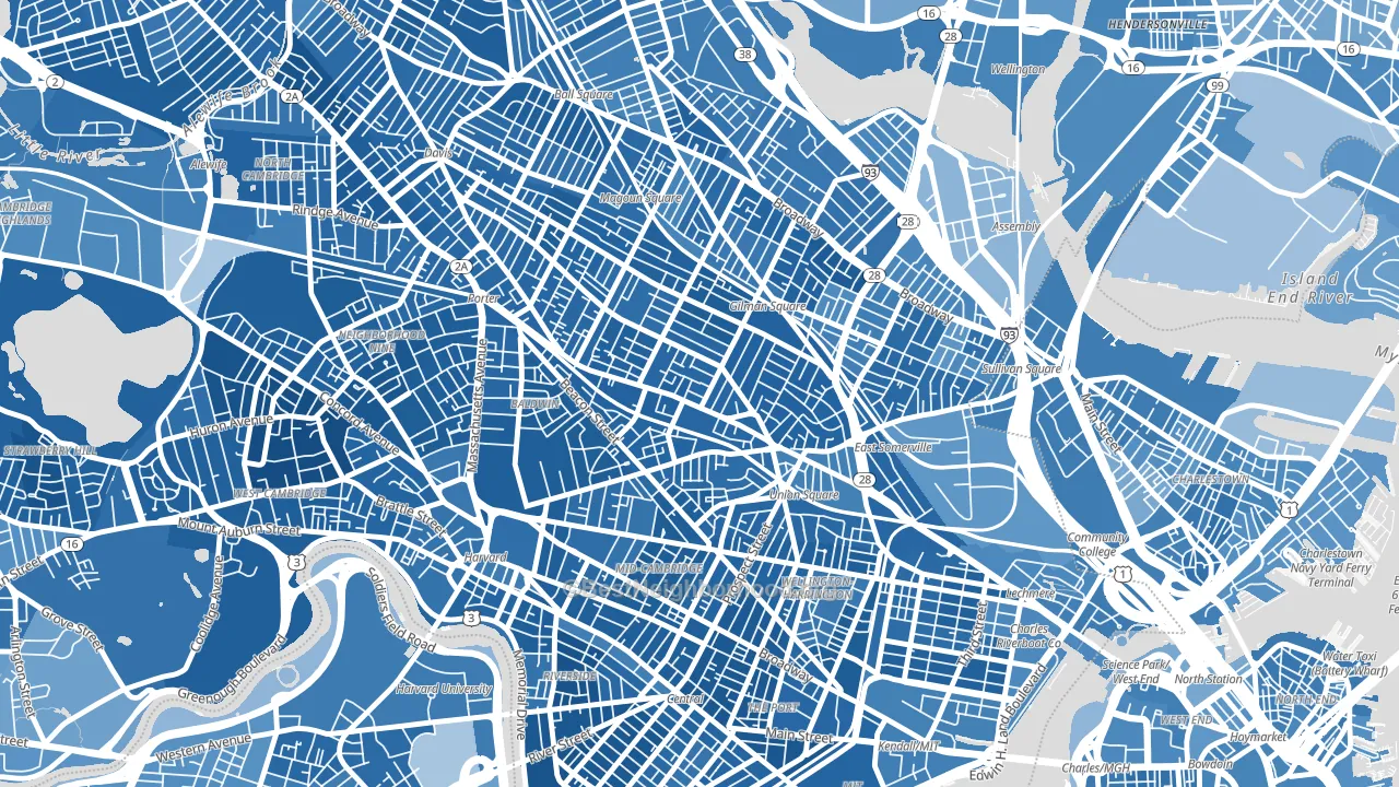 02143, MA block-group political-lean map