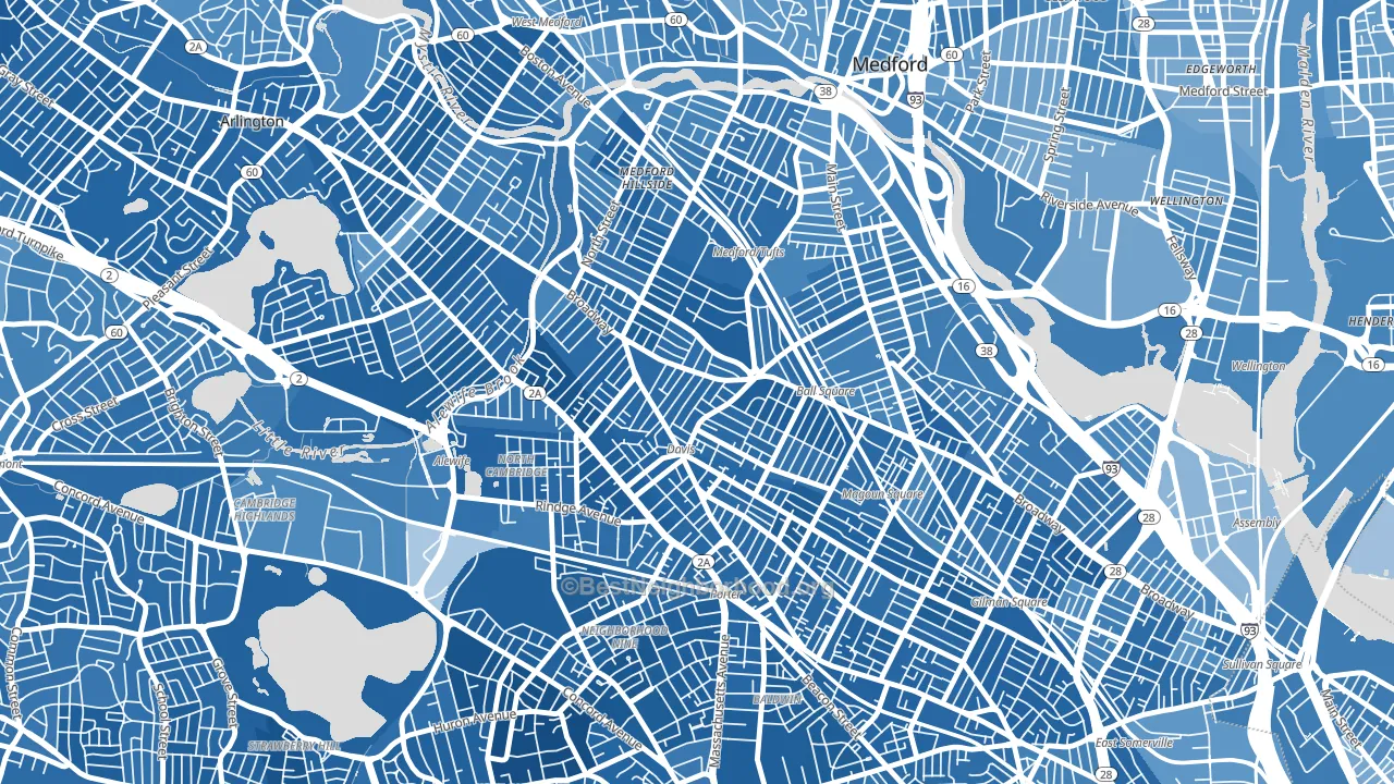 02144, MA block-group political-lean map