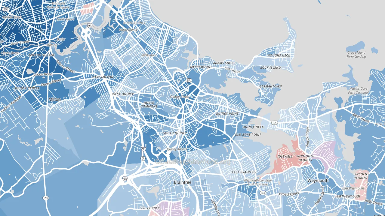 02169, MA block-group political-lean map