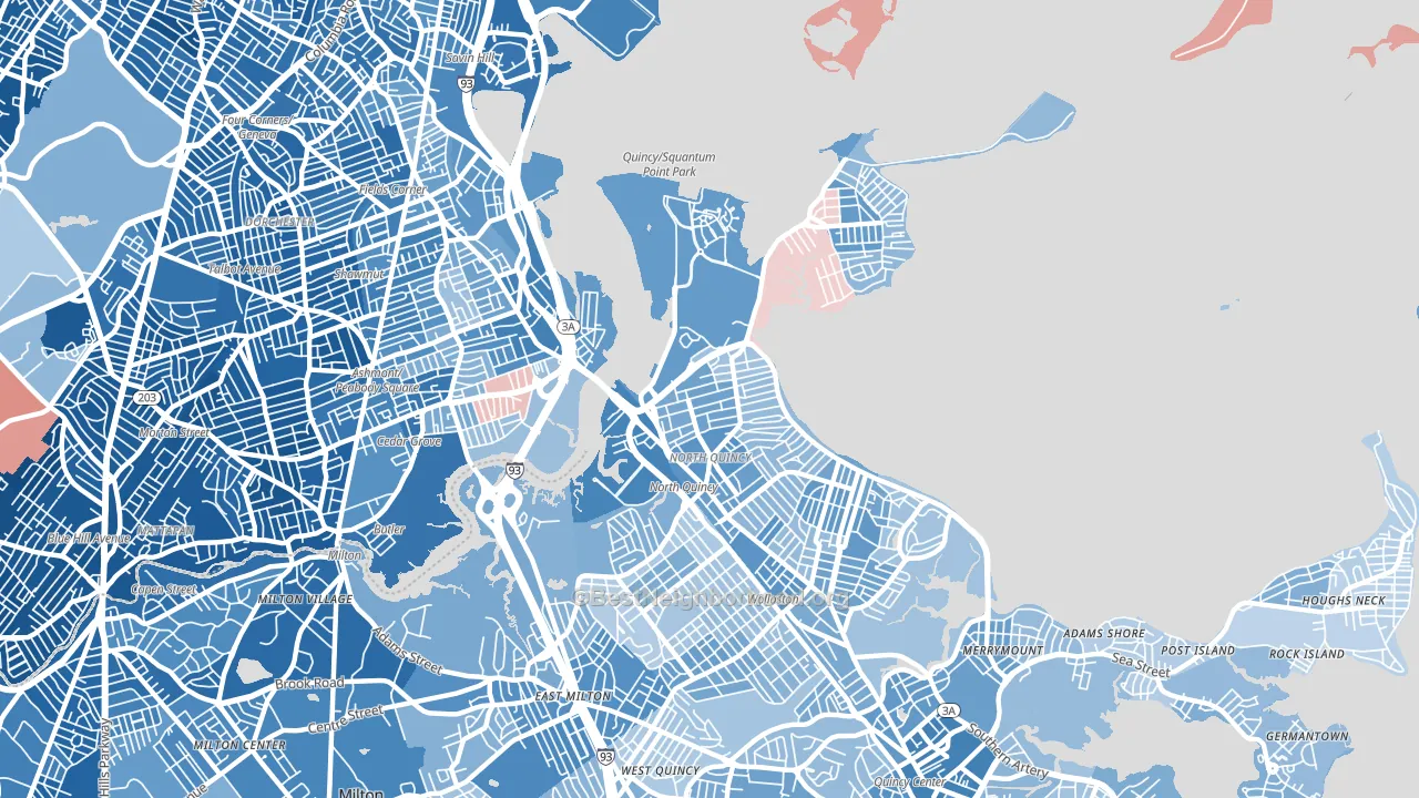 02171, MA block-group political-lean map