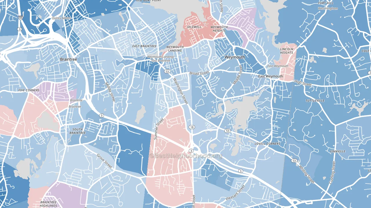 02188, MA block-group political-lean map