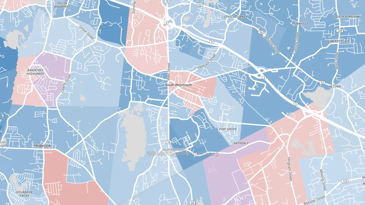 02190, MA block-group political-lean map