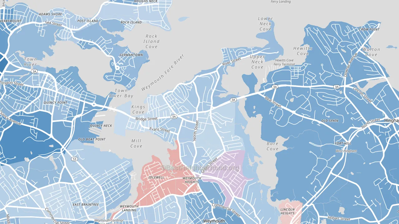 02191, MA block-group political-lean map