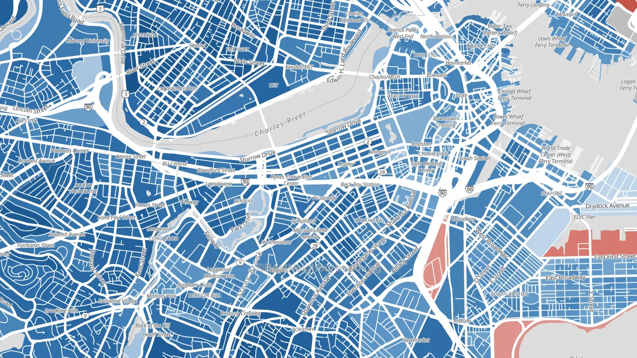 02199, MA block-group political-lean map
