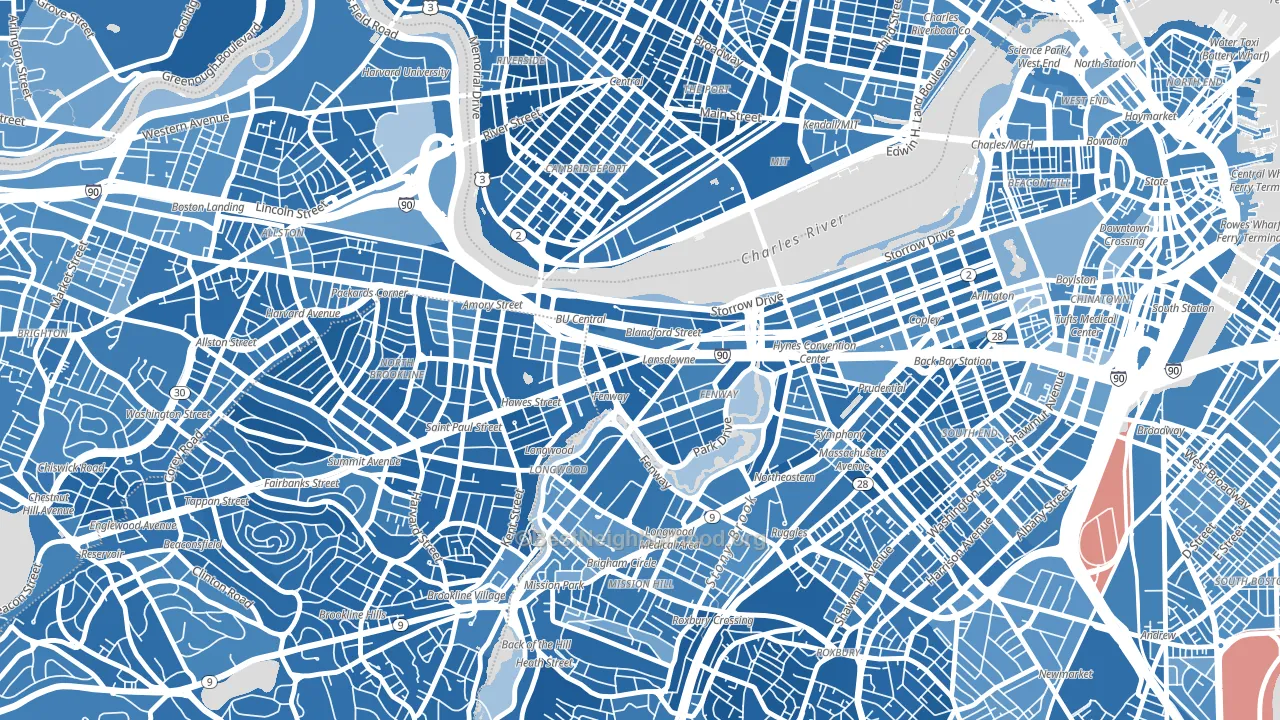 02215, MA block-group political-lean map