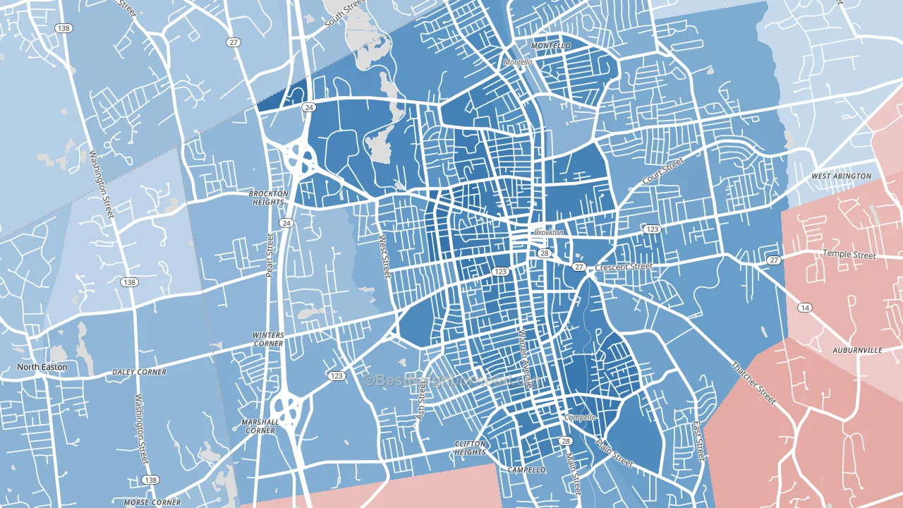 02301, MA block-group political-lean map