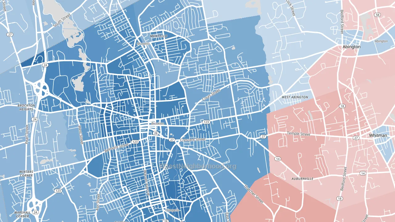 02302, MA block-group political-lean map