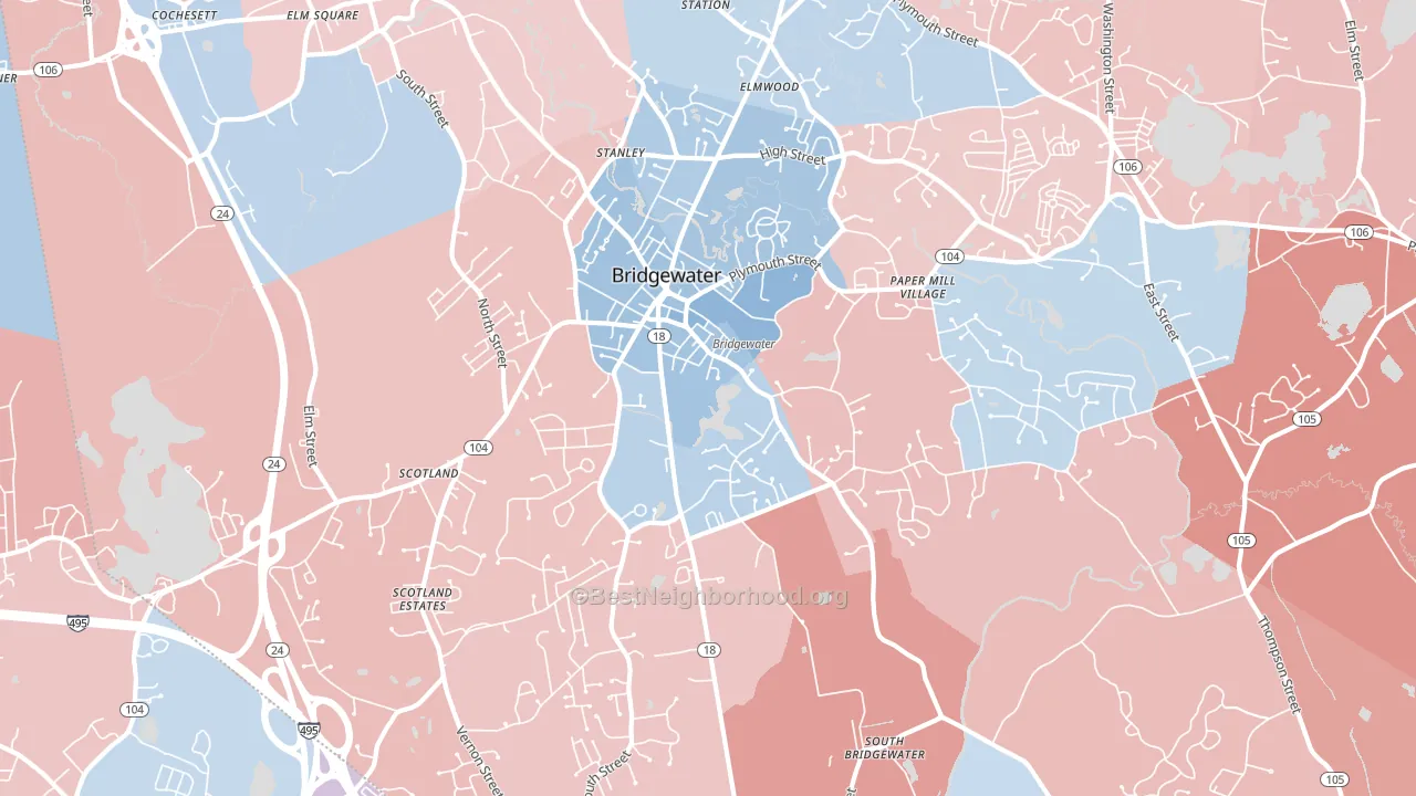 02324, MA block-group political-lean map