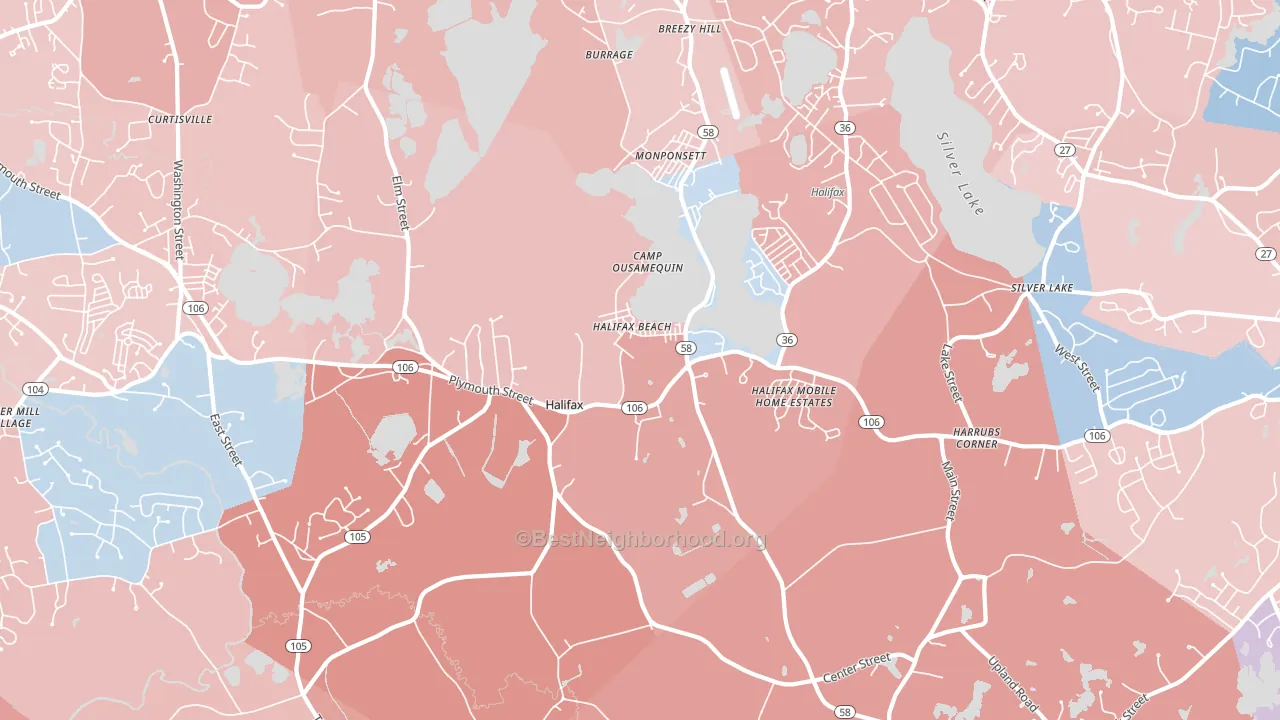 02338, MA block-group political-lean map