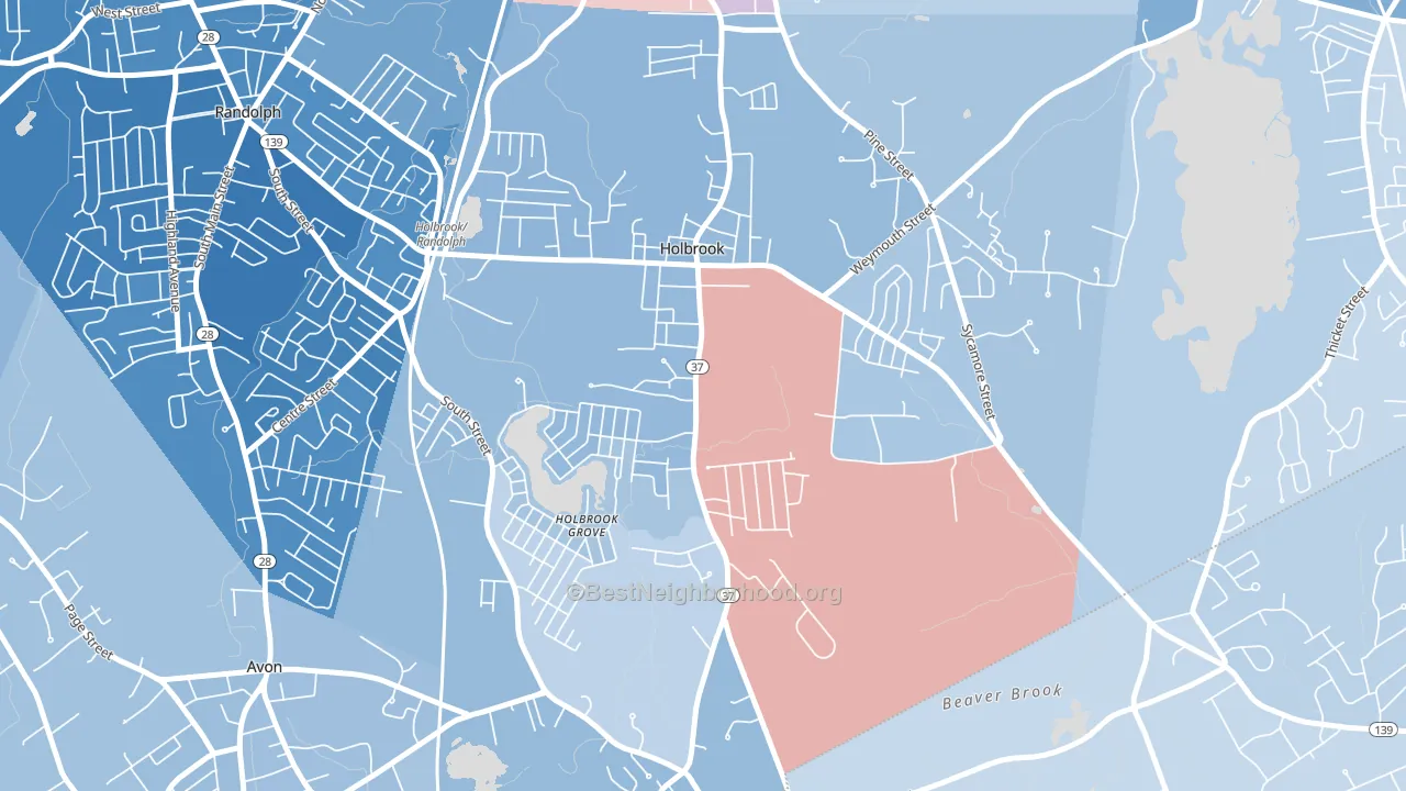 02343, MA block-group political-lean map