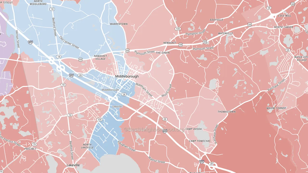 02346, MA block-group political-lean map