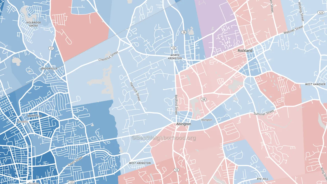 02351, MA block-group political-lean map