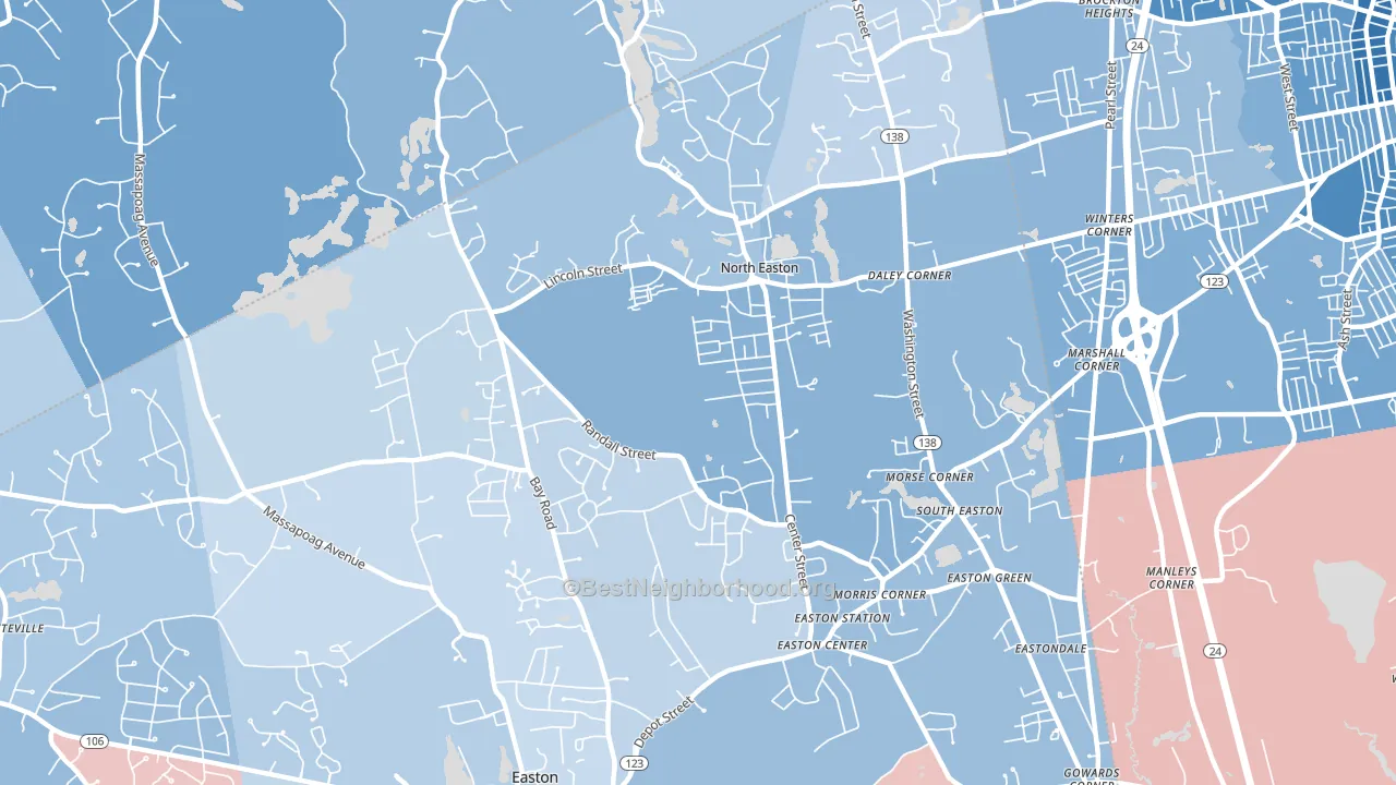 02356, MA block-group political-lean map