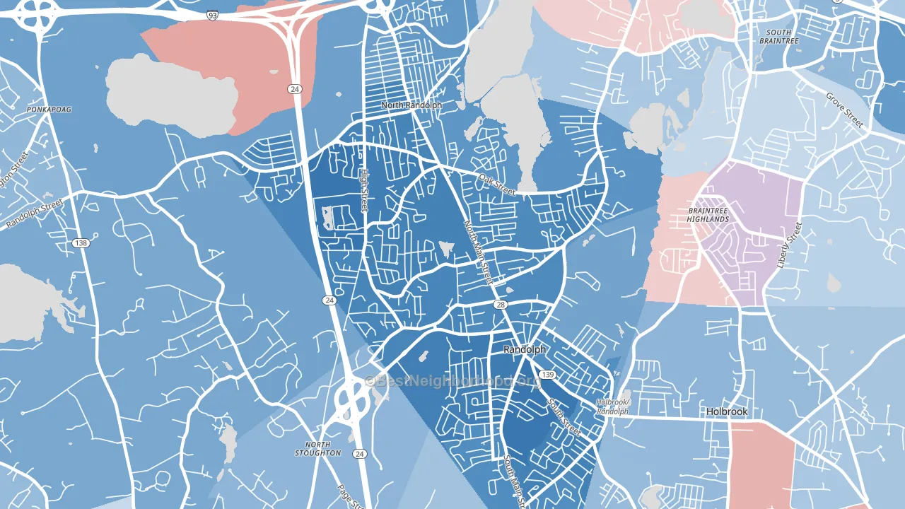 02368, MA block-group political-lean map