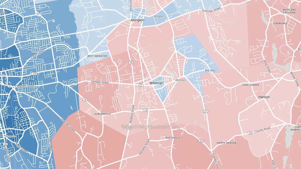 02382, MA block-group political-lean map