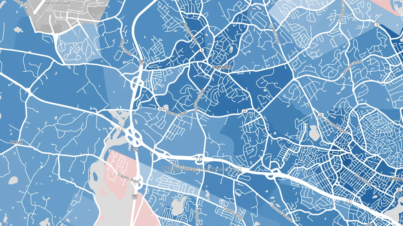 02421, MA block-group political-lean map