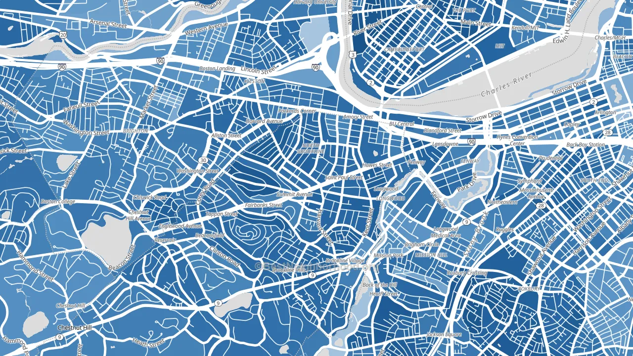 02446, MA block-group political-lean map