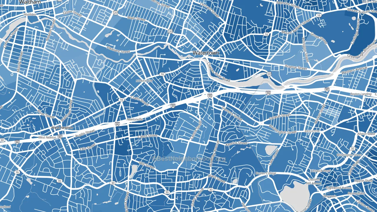 02458, MA block-group political-lean map
