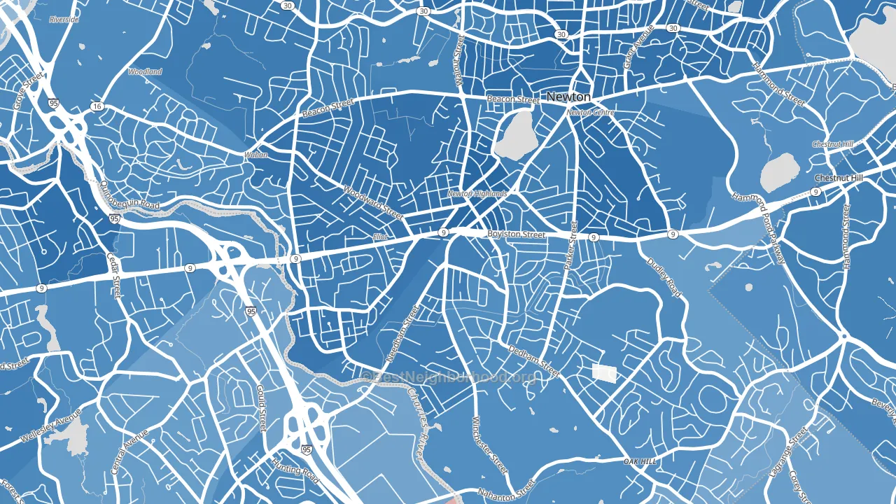 02461, MA block-group political-lean map