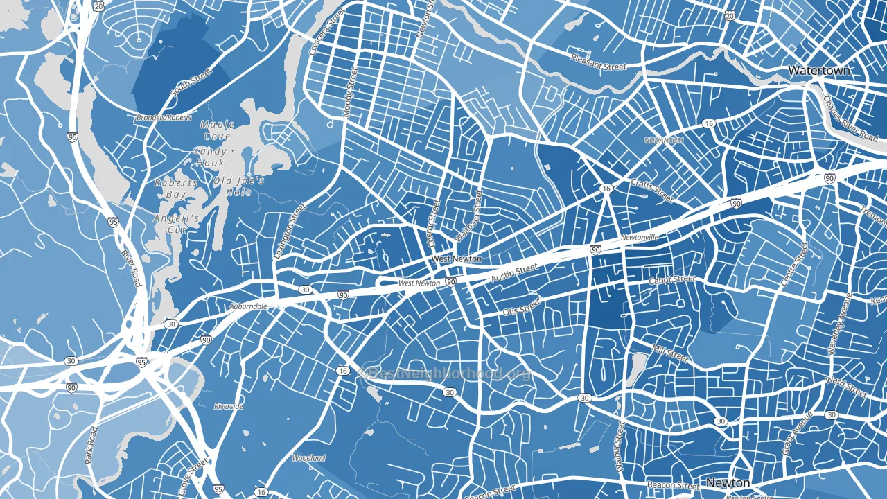 02465, MA block-group political-lean map