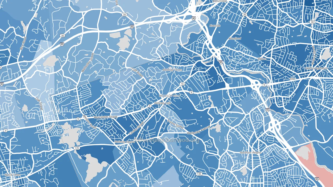 02481, MA block-group political-lean map