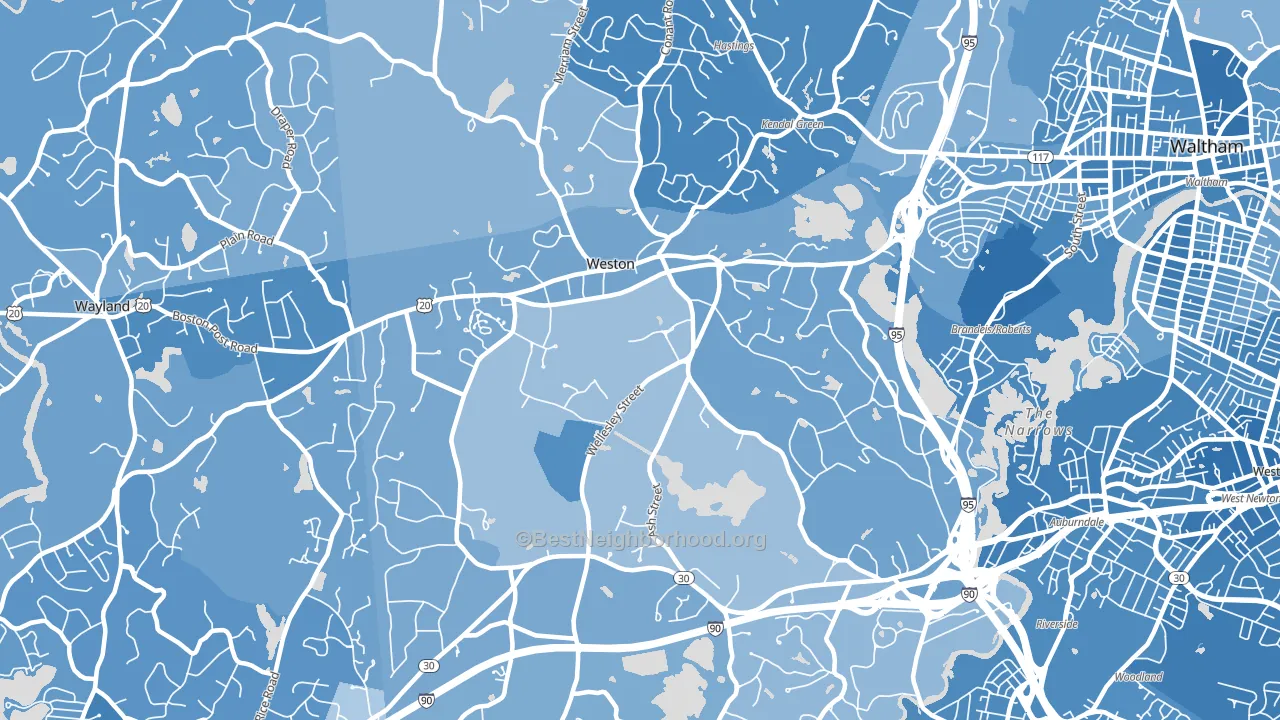 02493, MA block-group political-lean map