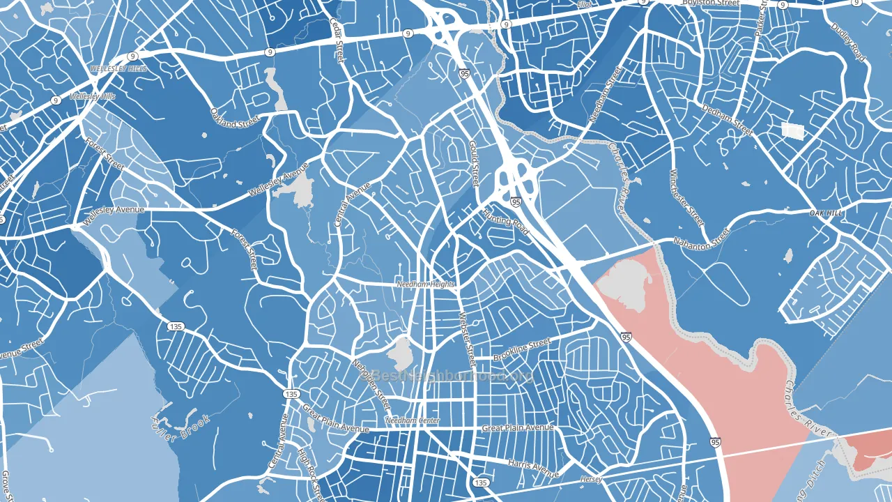 02494, MA block-group political-lean map