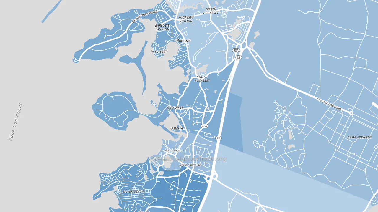 02534, MA block-group political-lean map